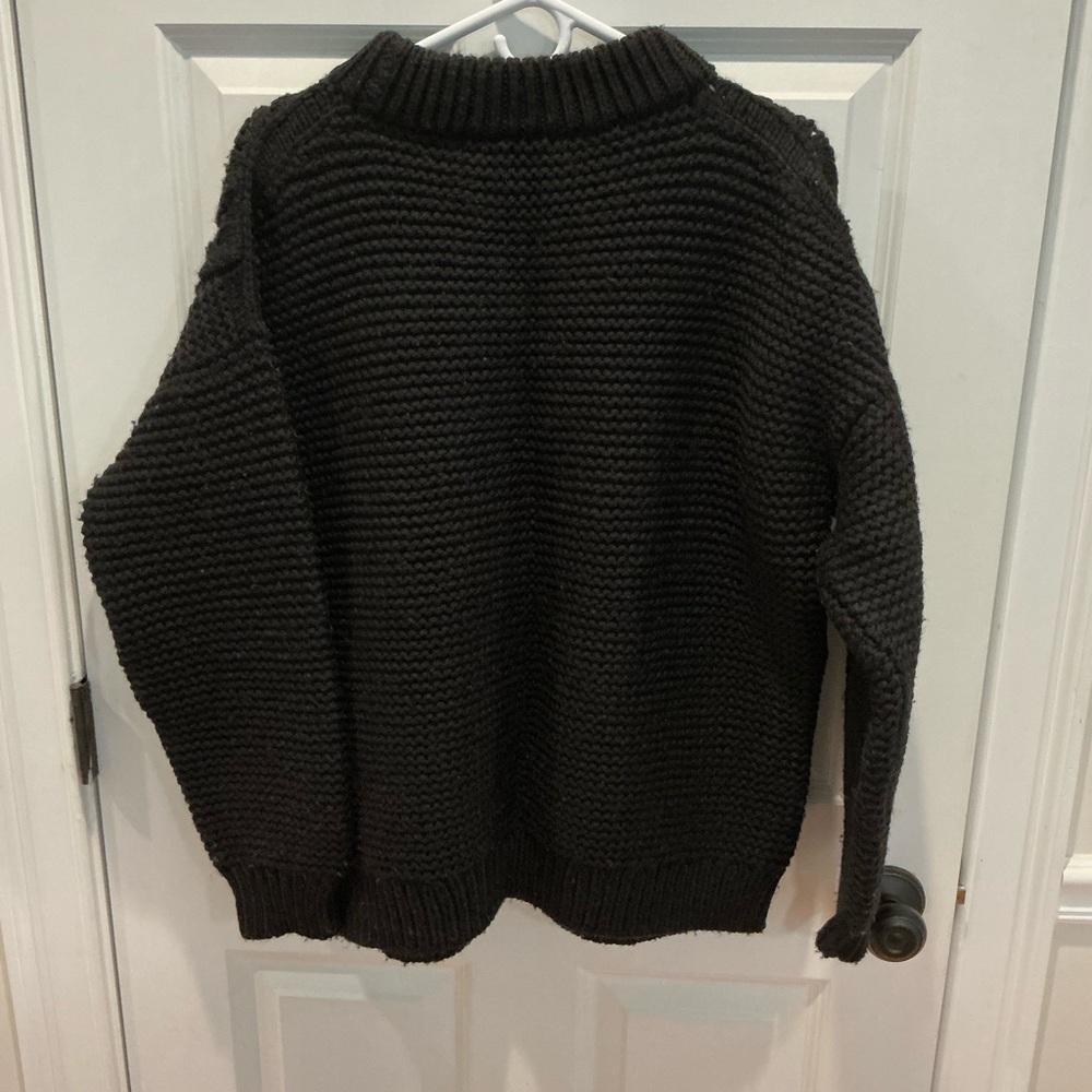 I Love Mr Mittens black wool cable sweater sz M L - Picture 6 of 7